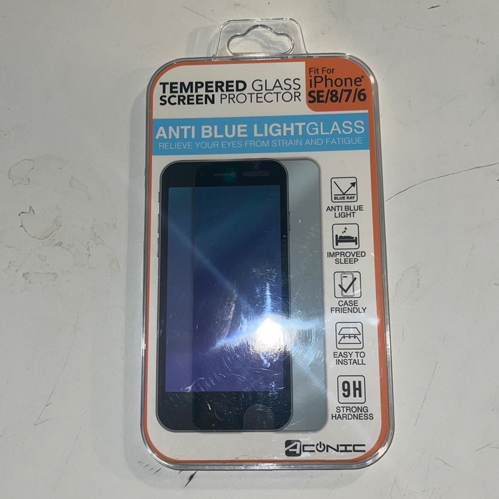 Actinic Brand Anti Blue Light Glass Screen Protector Fits IPhone SE/8/7/6